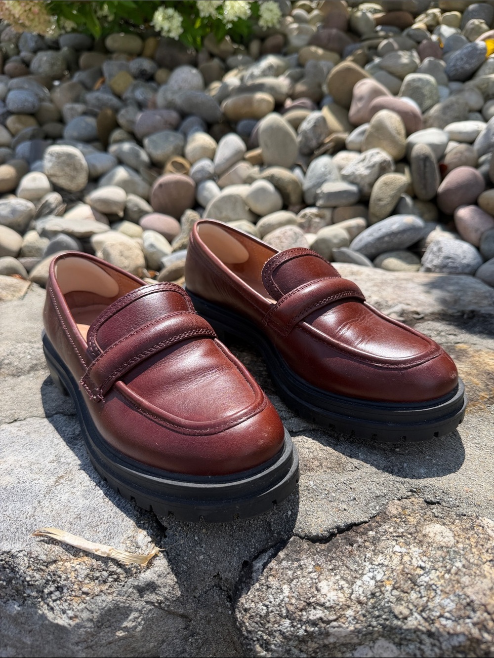 Women’s MADEWELL Burgundy Penny Loafers with Lug Sole